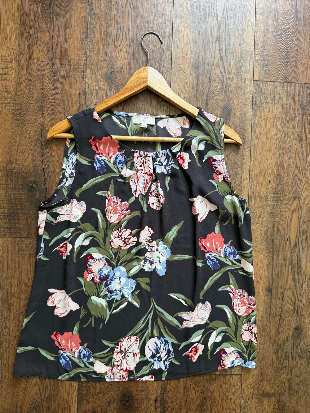 LOFT Petite Floral Sleeveless Blouse Sheer Cottagecore Business Casual MP